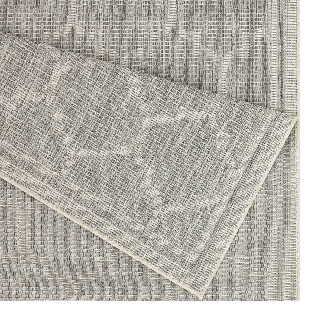 Sunshine Collection 2'7" x 7'3" Silver Trellis Indoor/Outdoor Area Rug - Durable Polypropylene, Stain-Resistant, Easy Clean, Flatweave, Made in Turkey