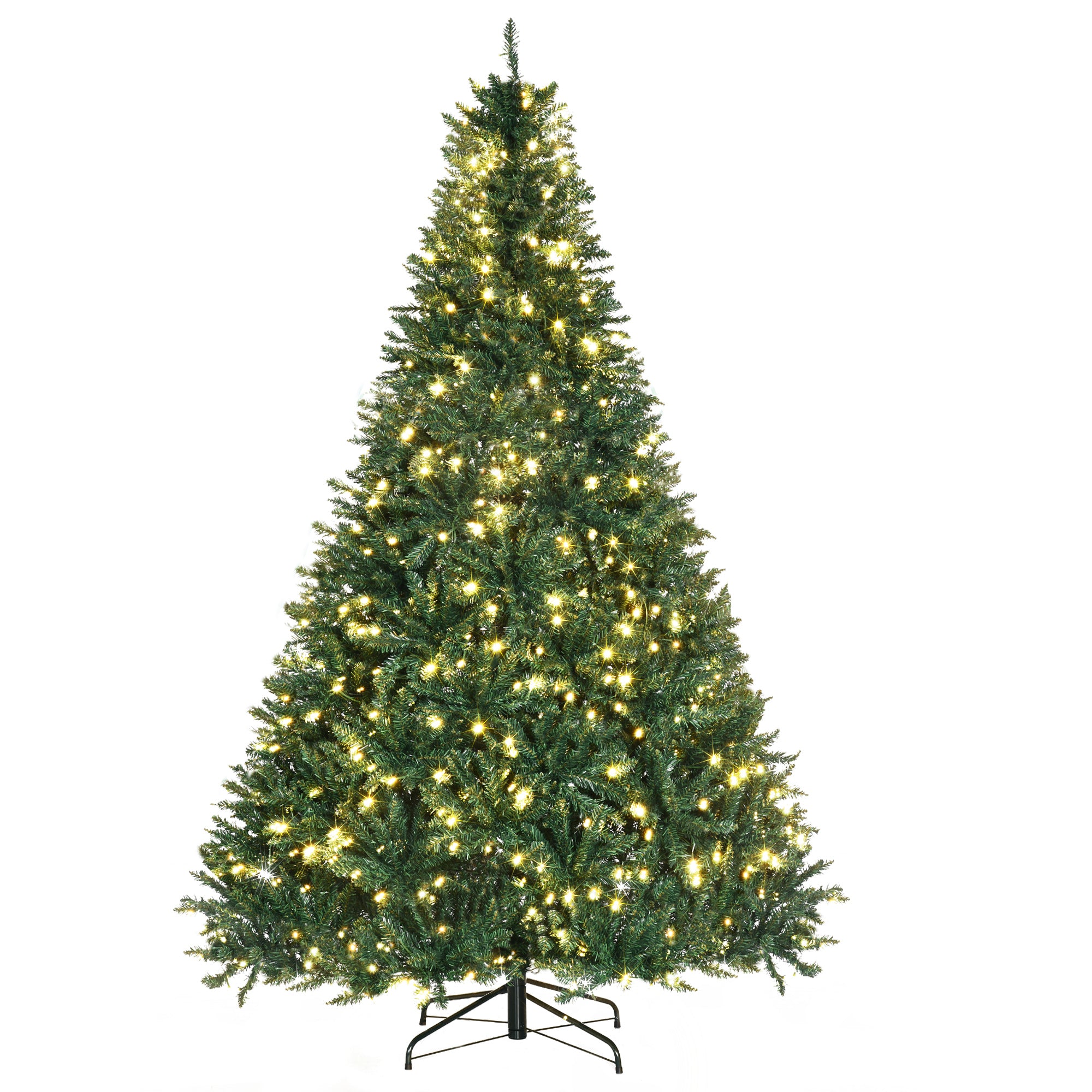HOMCOM 7ft Pre-Lit Full Douglas Fir Artificial Christmas Tree | 700 Warm White LEDs | 2154 Realistic PVC Tips | Hinged Branches | Sturdy Metal Base | Lush Green for Home &amp; Holiday Decor