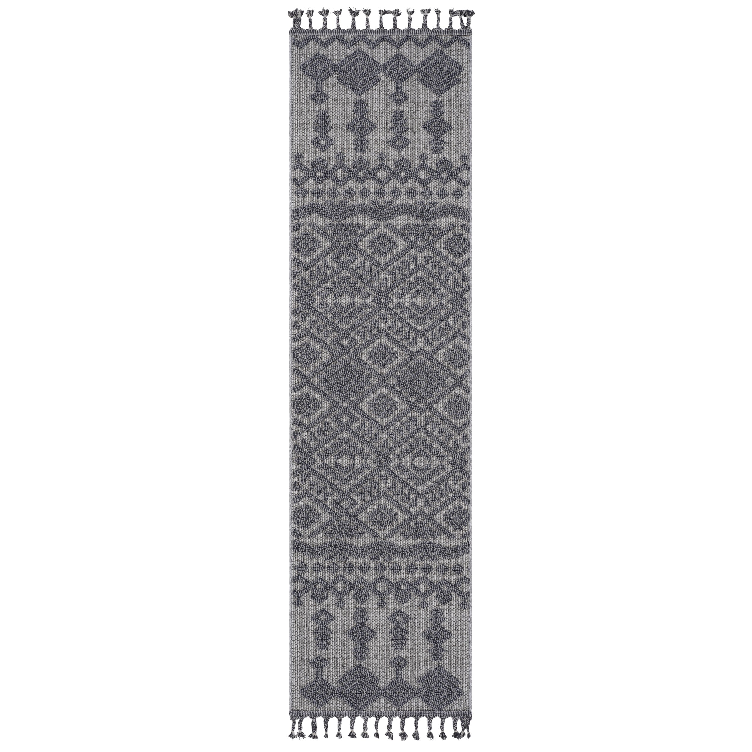 Guros Collection 2'x8' Runner Rug | White & Gray Traditional Style | Stain-Resistant Polypropylene | Durable Indoor/Outdoor Entryway, Hallway, Kitchen Use | Easy Care, Low Pile (0.28") | Made in Turkey