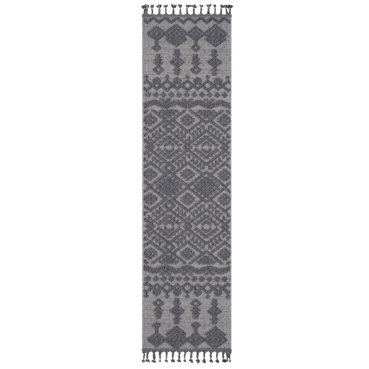 Guros Collection 2'x8' Runner Rug | White & Gray Traditional Style | Stain-Resistant Polypropylene | Durable Indoor/Outdoor Entryway, Hallway, Kitchen Use | Easy Care, Low Pile (0.28") | Made in Turkey