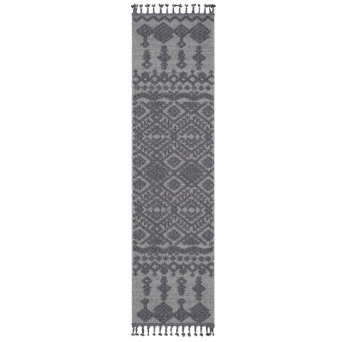 Guros Collection 2'x8' Runner Rug | White & Gray Traditional Style | Stain-Resistant Polypropylene | Durable Indoor/Outdoor Entryway, Hallway, Kitchen Use | Easy Care, Low Pile (0.28") | Made in Turkey