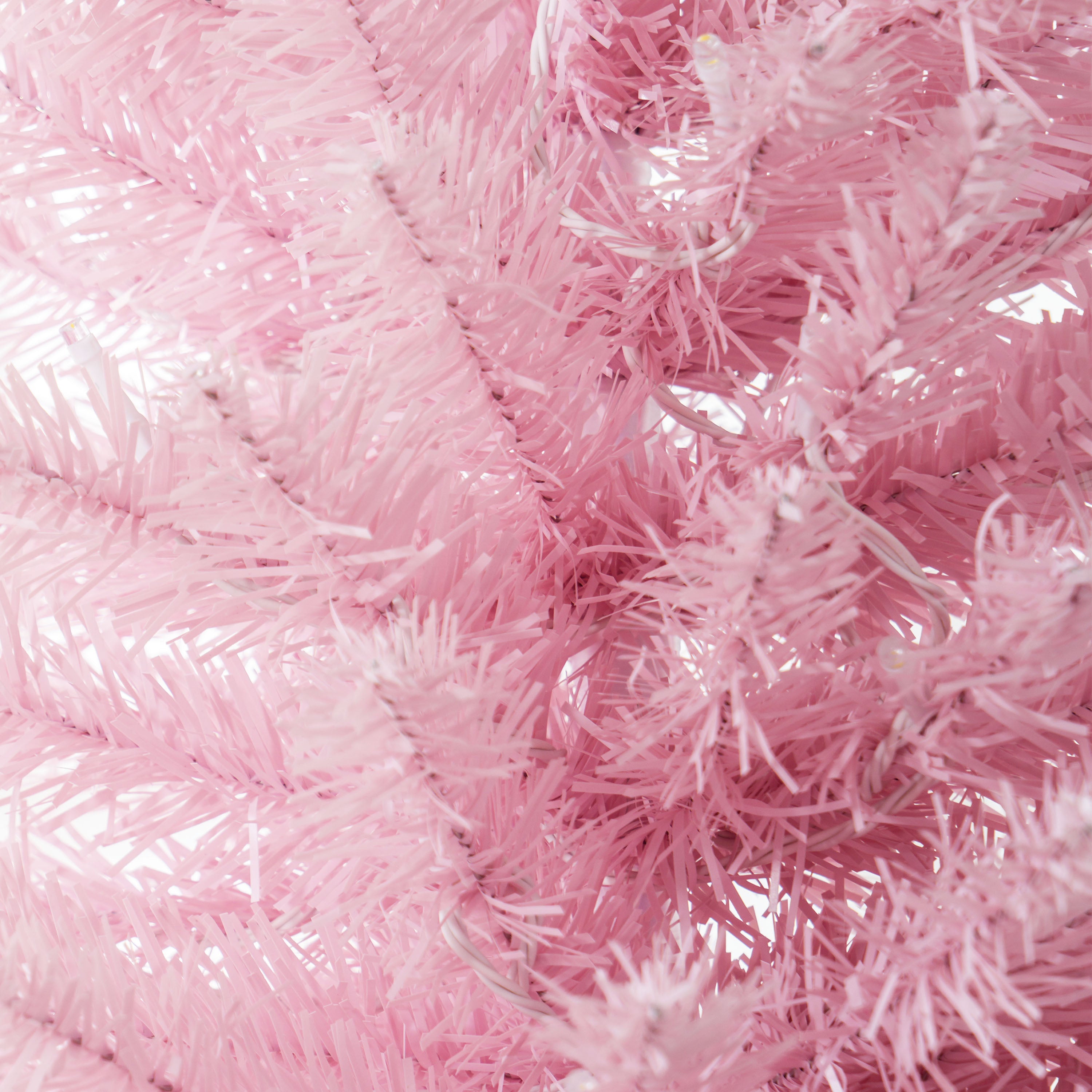 HOMCOM 8' Slim Pink Noble Fir Artificial Christmas Tree: 618 Tips, 300 Warm White LEDs, Flame-Retardant Plastic, Perfect for Home &amp; Fireplace Decor