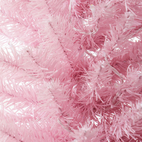 HOMCOM 8' Slim Pink Noble Fir Artificial Christmas Tree: 618 Tips, 300 Warm White LEDs, Flame-Retardant Plastic, Perfect for Home &amp; Fireplace Decor