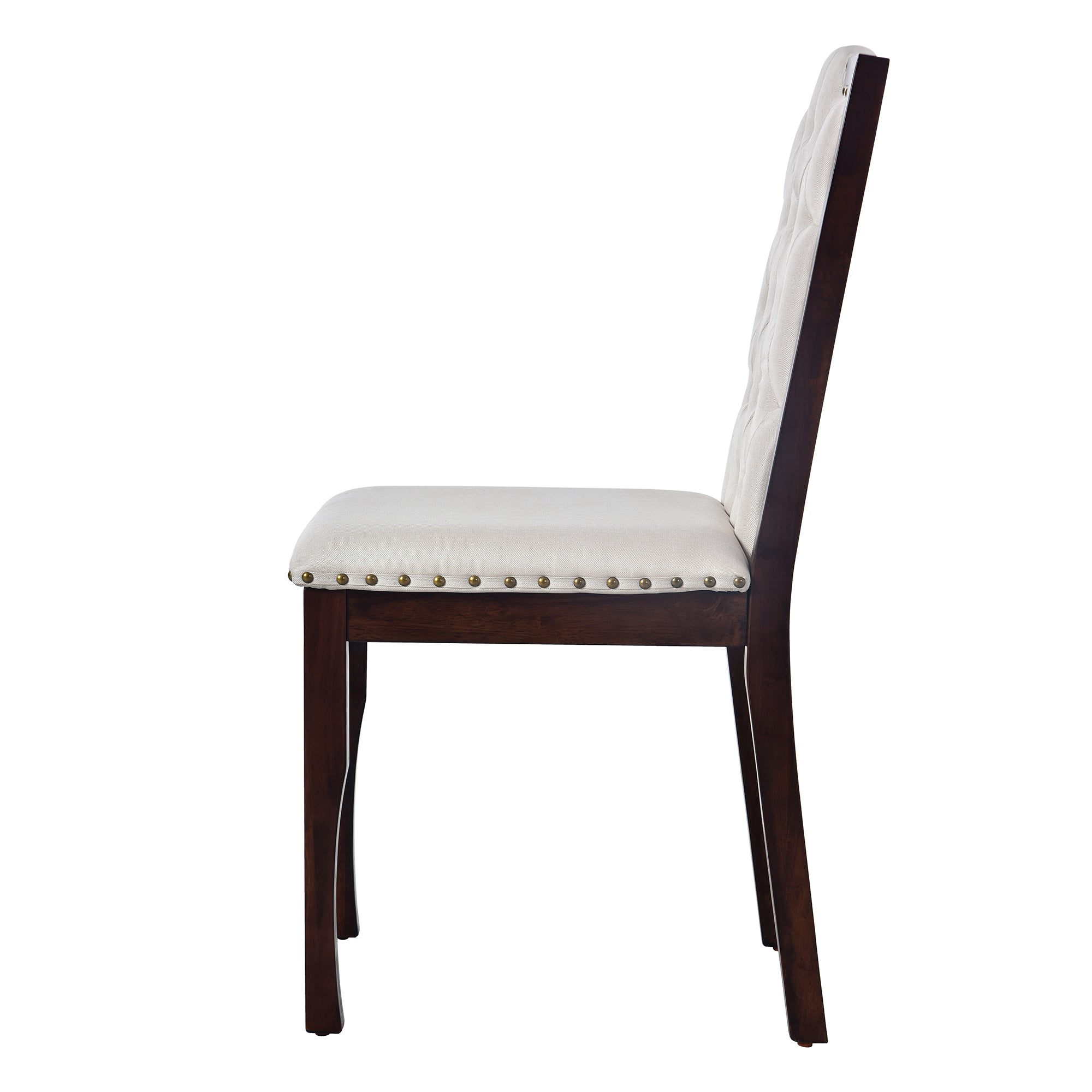 6-Piece Espresso Solid Wood Dining Table Set: 60" Rectangular Table, 4 High-Back Tufted Chairs & Bench, Seats 6 for Kitchen & Dining Room, Elegant Craftsmanship & Comfort