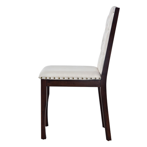 6-Piece Espresso Solid Wood Dining Table Set: 60" Rectangular Table, 4 High-Back Tufted Chairs & Bench, Seats 6 for Kitchen & Dining Room, Elegant Craftsmanship & Comfort