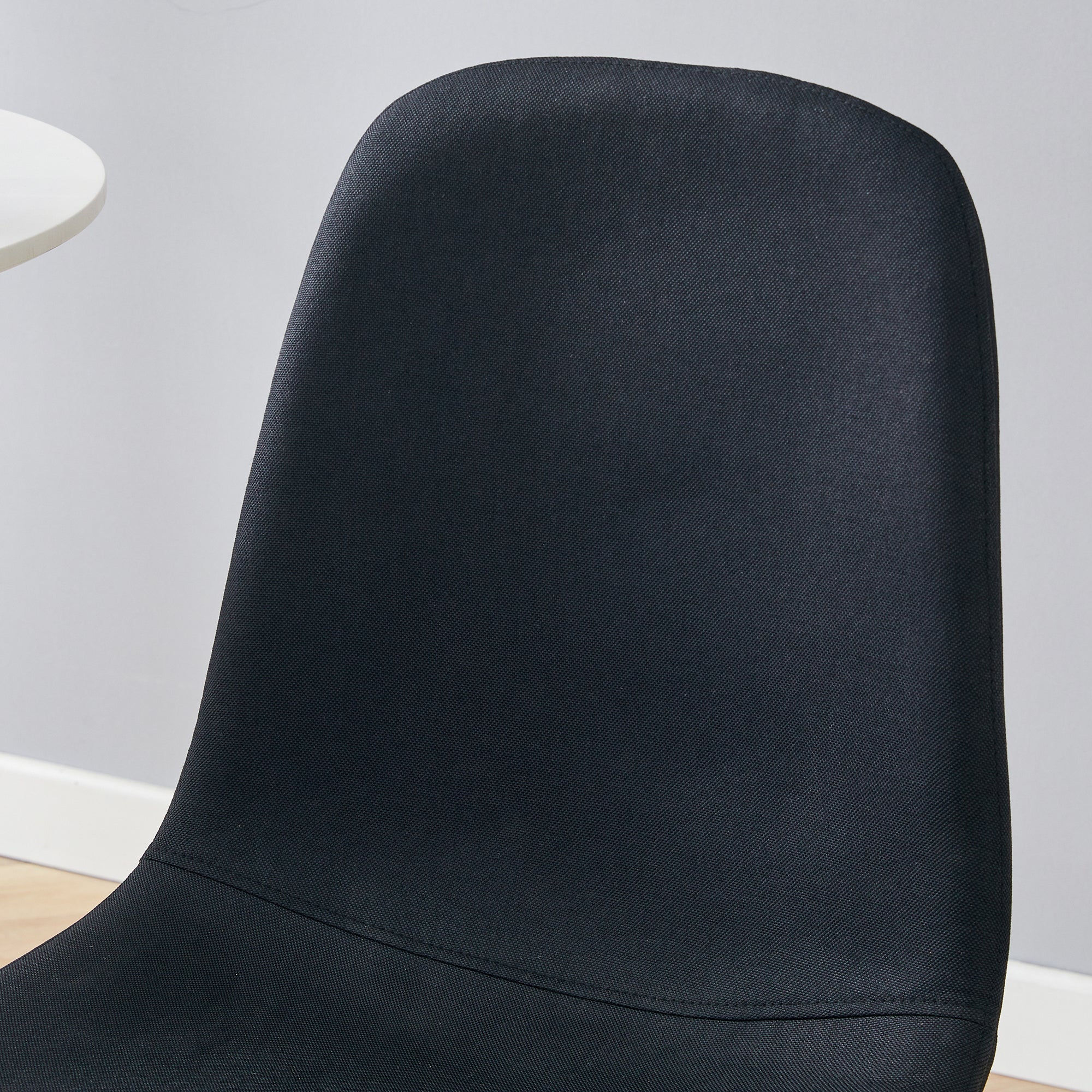 4-Piece Modern Luxe Dining Set: 36.6'' Round Tempered Glass Table & Black Linen-Cotton Chairs with Gold Metal Legs - Chic Seating for Kitchen, Living Room, Home Office | Seats 4