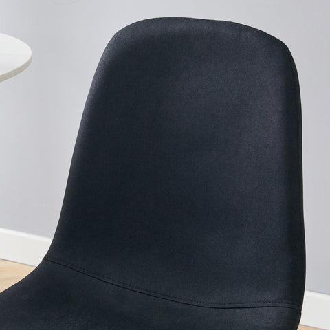 4-Piece Modern Luxe Dining Set: 36.6'' Round Tempered Glass Table & Black Linen-Cotton Chairs with Gold Metal Legs - Chic Seating for Kitchen, Living Room, Home Office | Seats 4