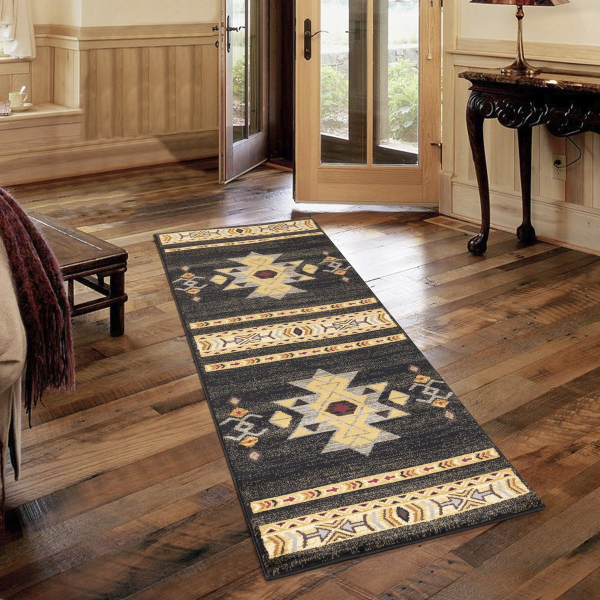 Tribes GC Black Southwest Area Rug 2x3 ft - Durable Polypropylene, Stain-Resistant Accent Mat for Entryways, Living Rooms &amp; High-Traffic Areas - Easy Care, Made in Turkey