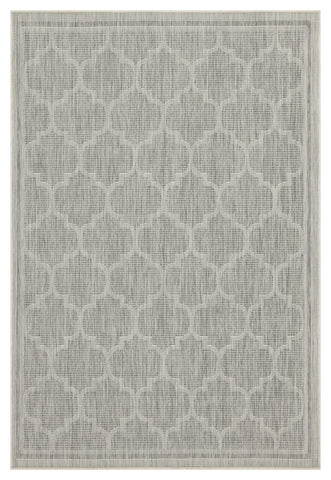 Sunshine Collection 2'7" x 7'3" Silver Trellis Indoor/Outdoor Area Rug - Durable Polypropylene, Stain-Resistant, Easy Clean, Flatweave, Made in Turkey