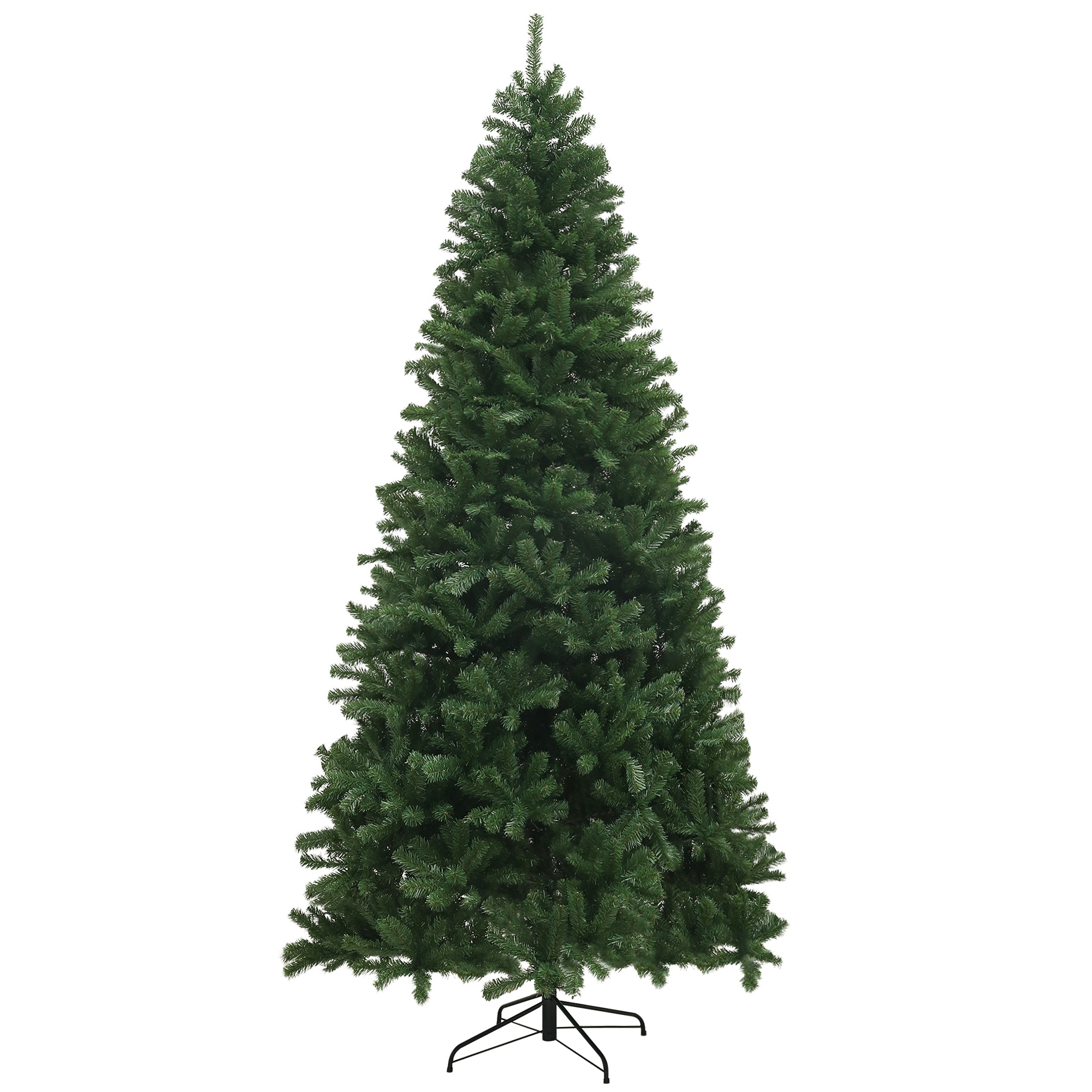 HOMCOM 9ft Artificial Christmas Tree - Unlit Green Xmas Tree with 2132 Branch Tips, Auto Open, Flame Retardant, Steel Base for Home & Office Holiday Decor