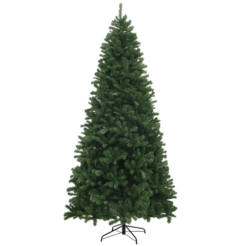 HOMCOM 9ft Artificial Christmas Tree - Unlit Green Xmas Tree with 2132 Branch Tips, Auto Open, Flame Retardant, Steel Base for Home & Office Holiday Decor