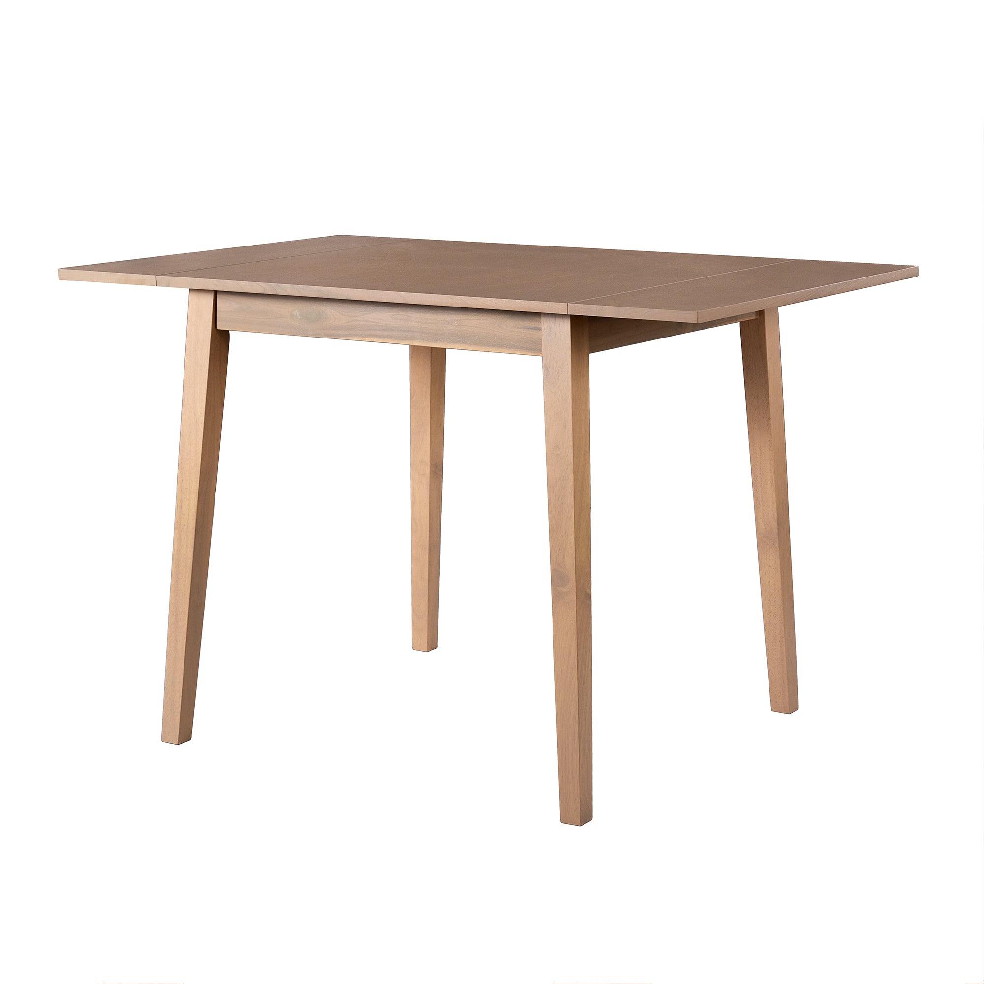 3-Piece Natural Drop Leaf Dining Set: Extendable Kitchen Table & 2 Upholstered Chairs for Small Spaces, Solid Rubberwood & MDF, Modern Farmhouse Style, Compact Dining Room Furniture