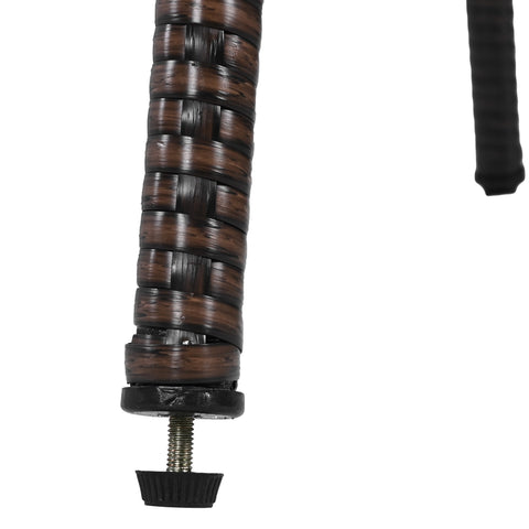 3-Piece Brown Rattan Outdoor Chat Set: 2 Swivel Rocker Chairs &amp; Glass Top Table for Garden Patio Balcony, Weather-Resistant Wicker Seating Group with Cushions