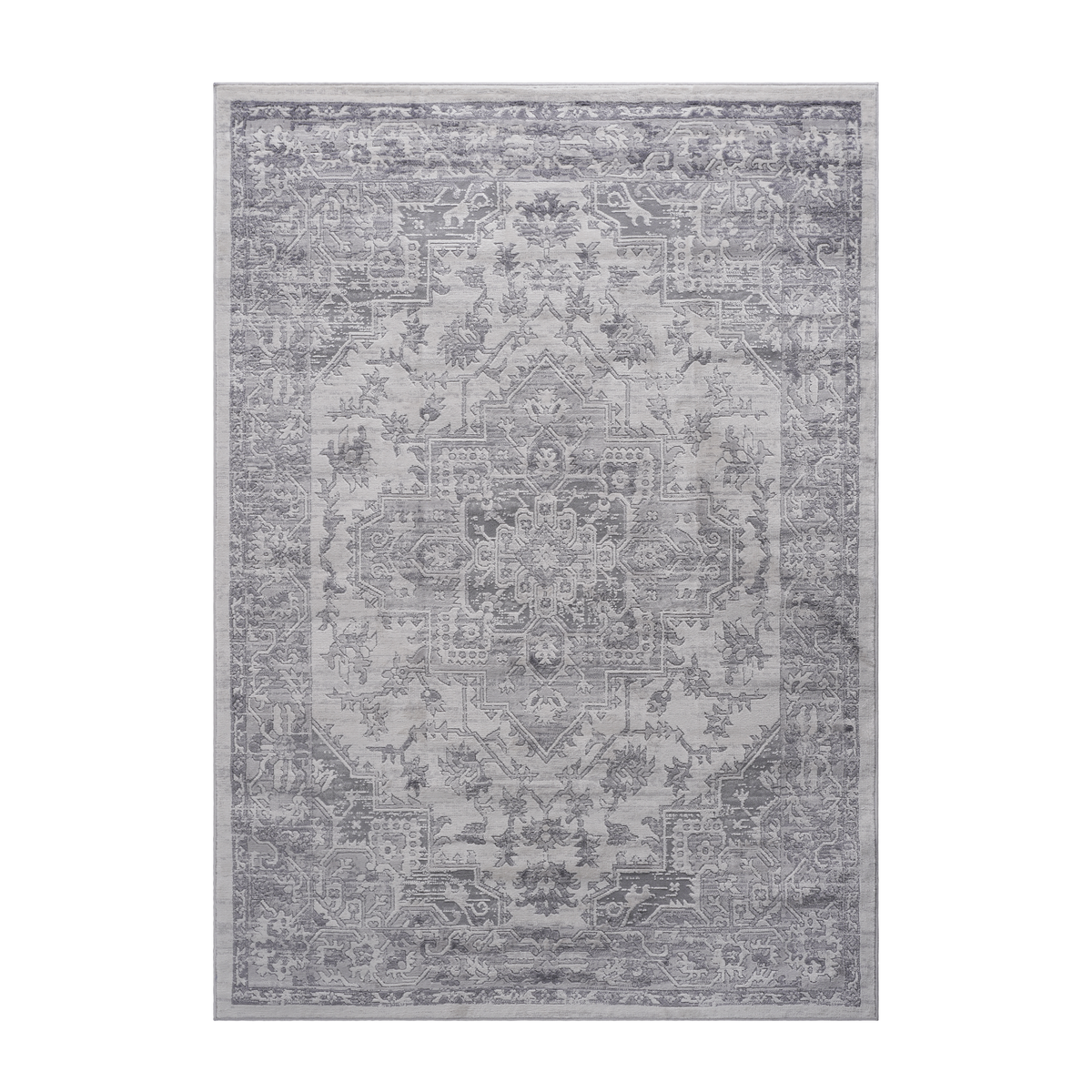 MARFI Collection 6'x9' Silver Oriental Area Rug - Stain Resistant, Non-Shedding Polyester for Living Room, Bedroom, Entryway. Durable, Easy Care, Medium Pile, Latex-Free Cotton Backing.