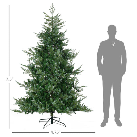 HOMCOM 7.5ft Wide Artificial Christmas Tree - Auto-Open, 1288 Realistic Branches, Flame Retardant Plastic & Steel Base for Indoor Holiday Decor, Easy Assembly, Green