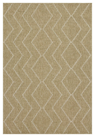 Earth Collection Jute/White Polypropylene 7'10"x10'3" Indoor/Outdoor Area Rug - Stain-Resistant, Flatweave, Easy Clean, Made in Turkey