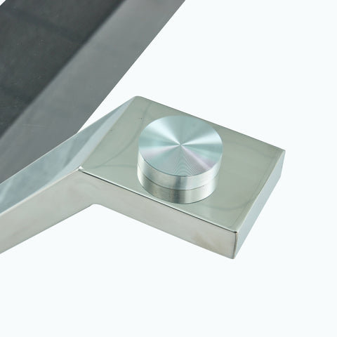 Elegant Transparent Tempered Glass Dining Set with 6 White PU Chairs - 71"x35.4" Modern Kitchen &amp; Dining Room Furniture for 4-8 People, Silver Legs, Minimalist Design