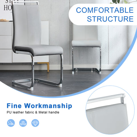 Elegant 8-Seater Dining Set: 71" Clear Tempered Glass Table &amp; 8 Light Gray PU Chairs with Silver Metal Legs for Modern Kitchens &amp; Dining Rooms