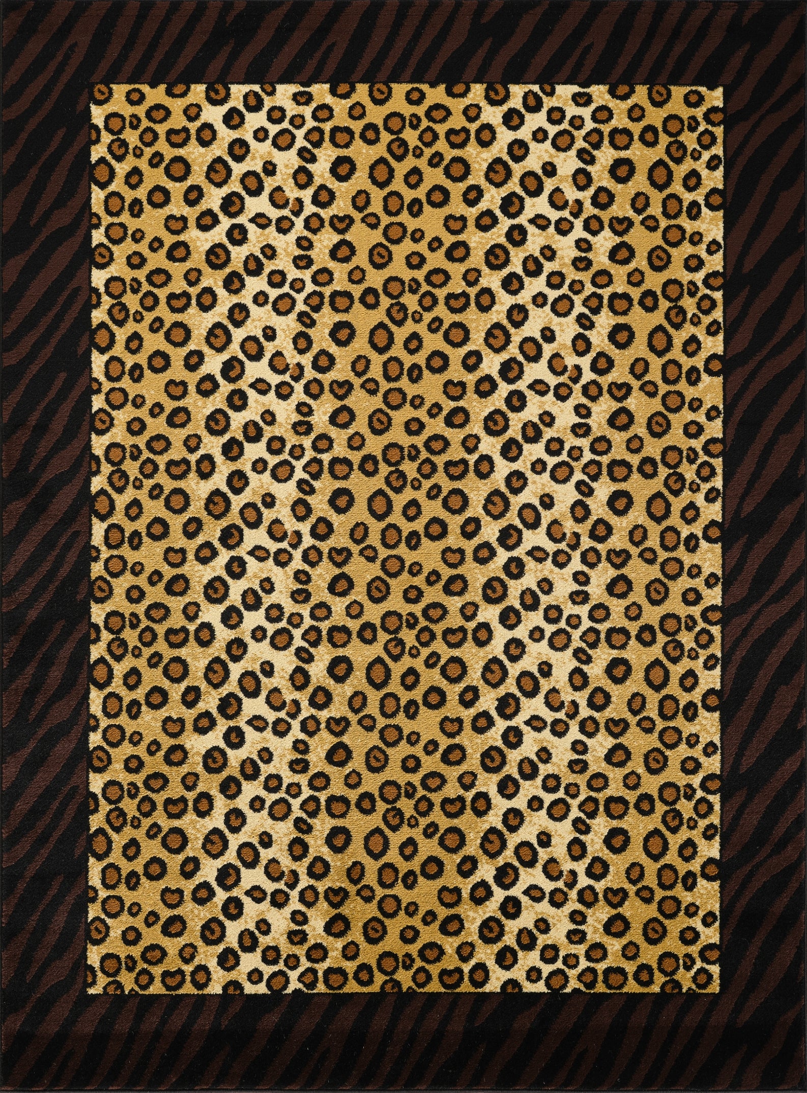 Tribes GC_YLS4014 2'7" x 7'3" Beige & Black Animal Print Runner Rug - 100% Polypropylene, Stain-Resistant, Kid & Pet Friendly, Machine-Made in Turkey