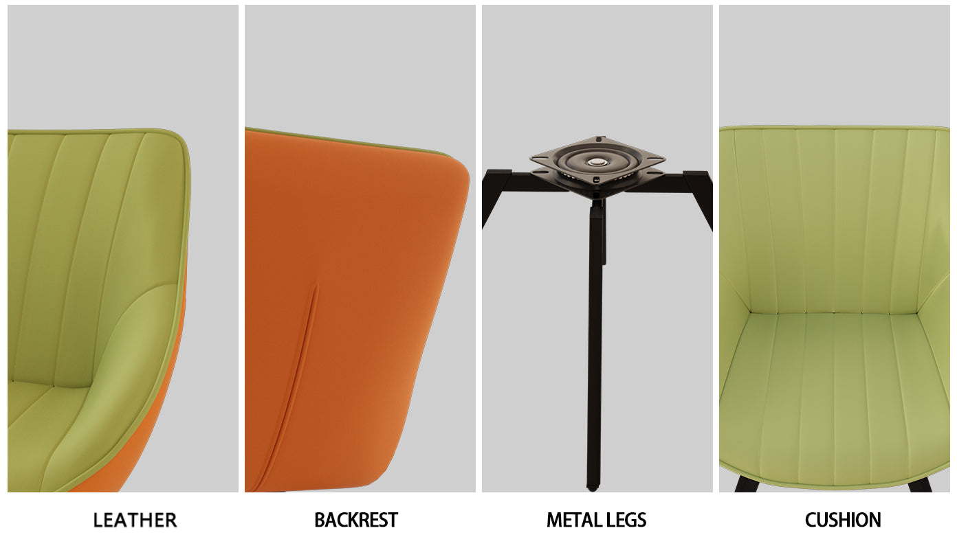 63" Cream MDF Dining Table Set with 6 Green PU Leather Chairs, Modern Industrial Style, Ergonomic Design, Perfect for Kitchen, Dining Room, Home &amp; Office Gatherings