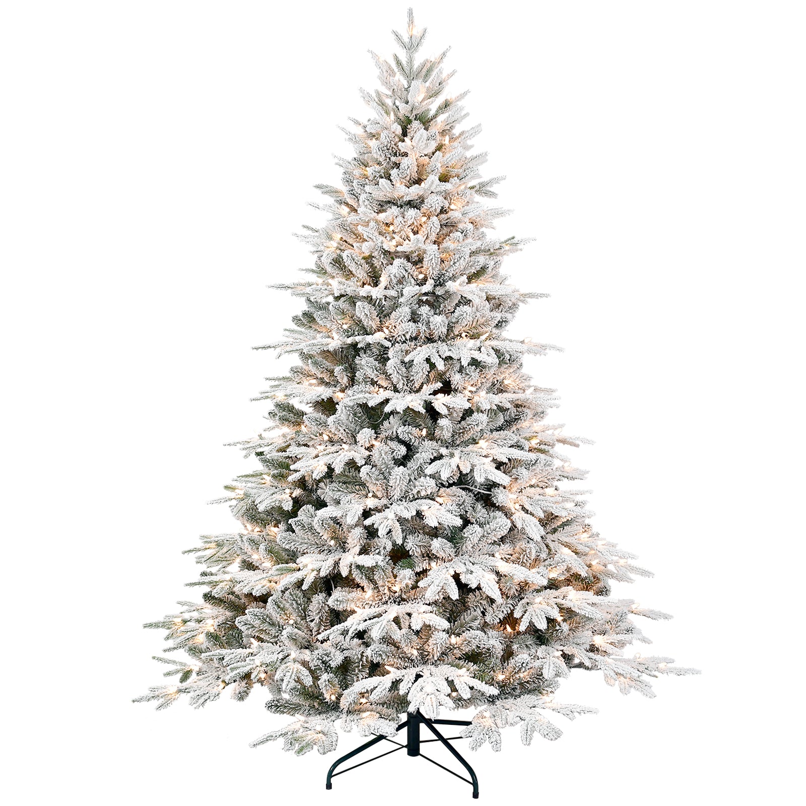 4ft Pre-Lit Flocked Pine Artificial Christmas Tree | 150 Warm White Incandescent Lights | 856 Snowy Branch Tips | PE+PVC | Hinged Memory Wire Branches | Foldable Metal Stand | Holiday Home Decor