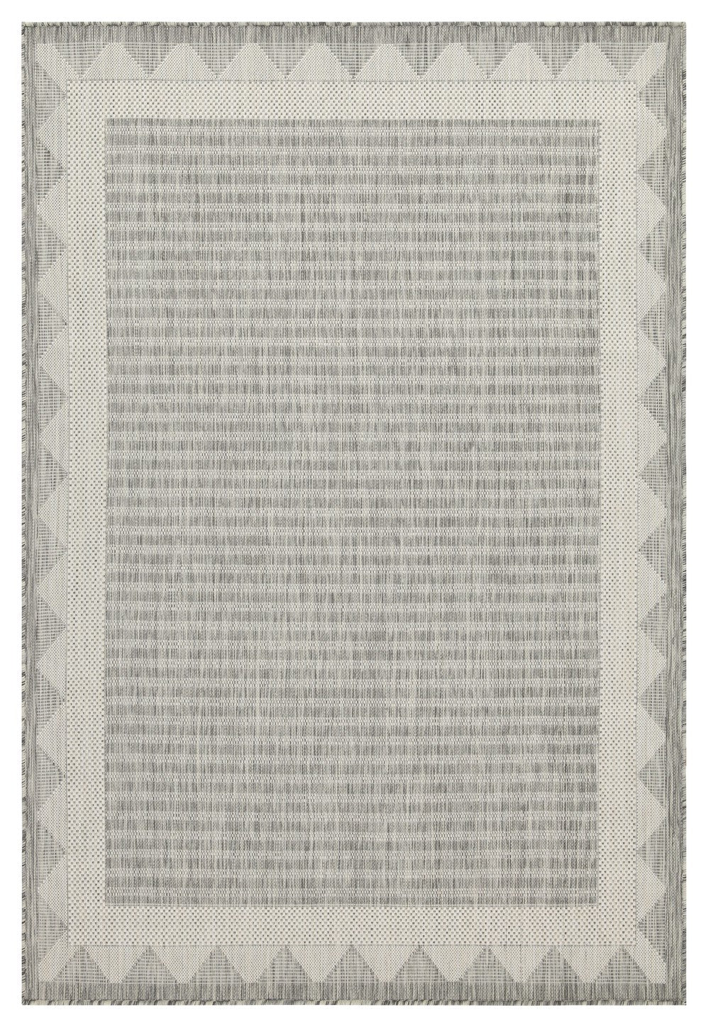 Sunshine GC_HAR2015 Silver 7'10"x10'3" Indoor/Outdoor Area Rug - Stain Resistant Polypropylene, Easy Clean, Flatweave, Durable for Patio, Deck, Living Room