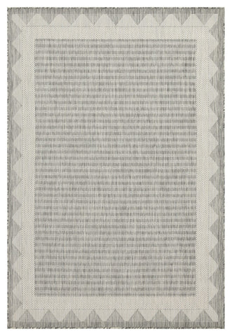 Sunshine GC_HAR2015 Silver 2'7"x7'3" Indoor/Outdoor Area Rug - Durable Polypropylene, Stain-Resistant, Easy Clean, Flatweave for Patio, Deck, Entryway