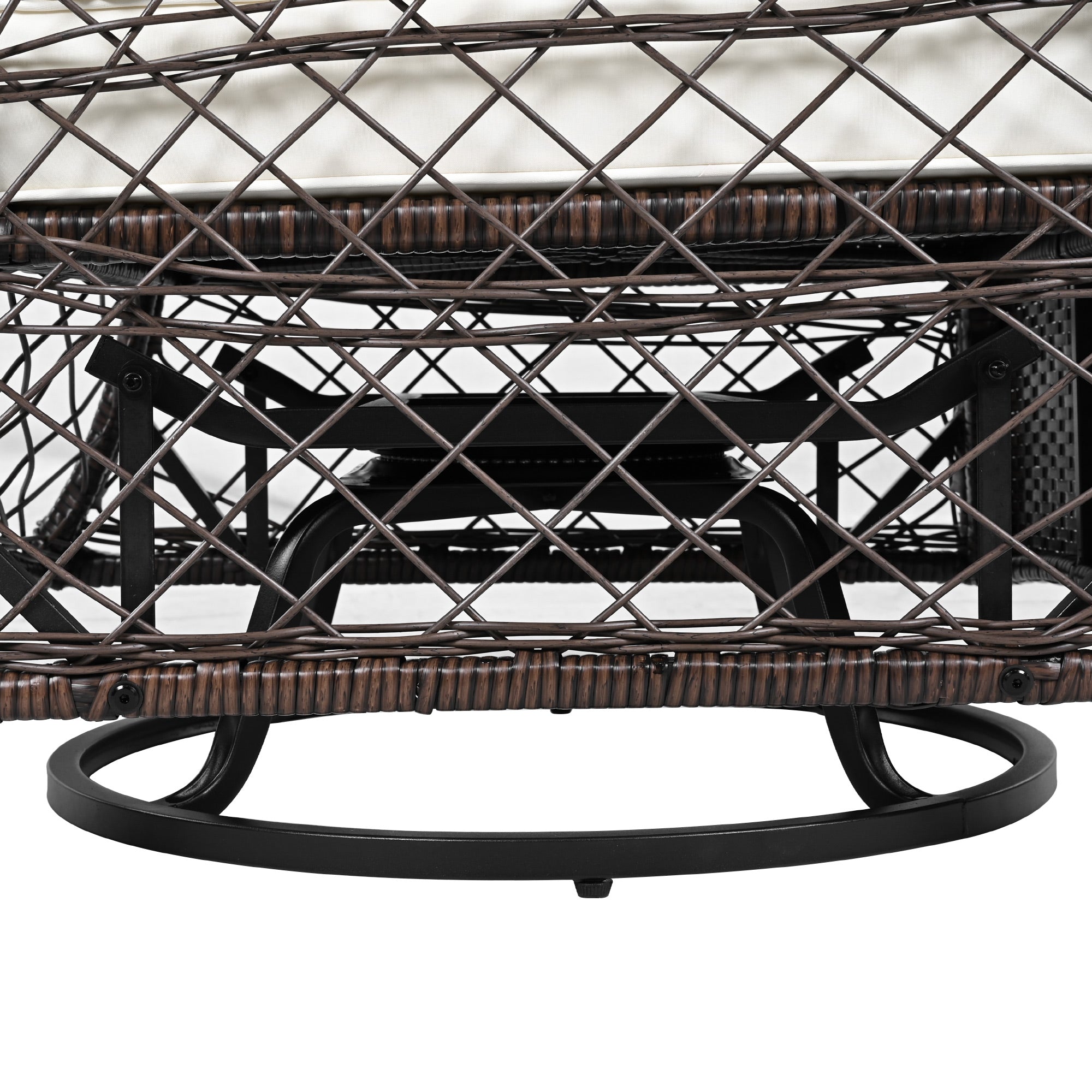 3-Piece Brown Rattan Outdoor Chat Set: 2 Swivel Rocker Chairs &amp; Glass Top Table for Garden Patio Balcony, Weather-Resistant Wicker Seating Group with Cushions