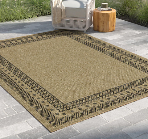 Earth Collection Jute/Black Indoor Outdoor Area Rug - 2'7" x 7'3" Stain-Resistant Polypropylene Flatweave for Entryways, Patios, High-Traffic Areas, Easy Clean, Durable, Turkey Made