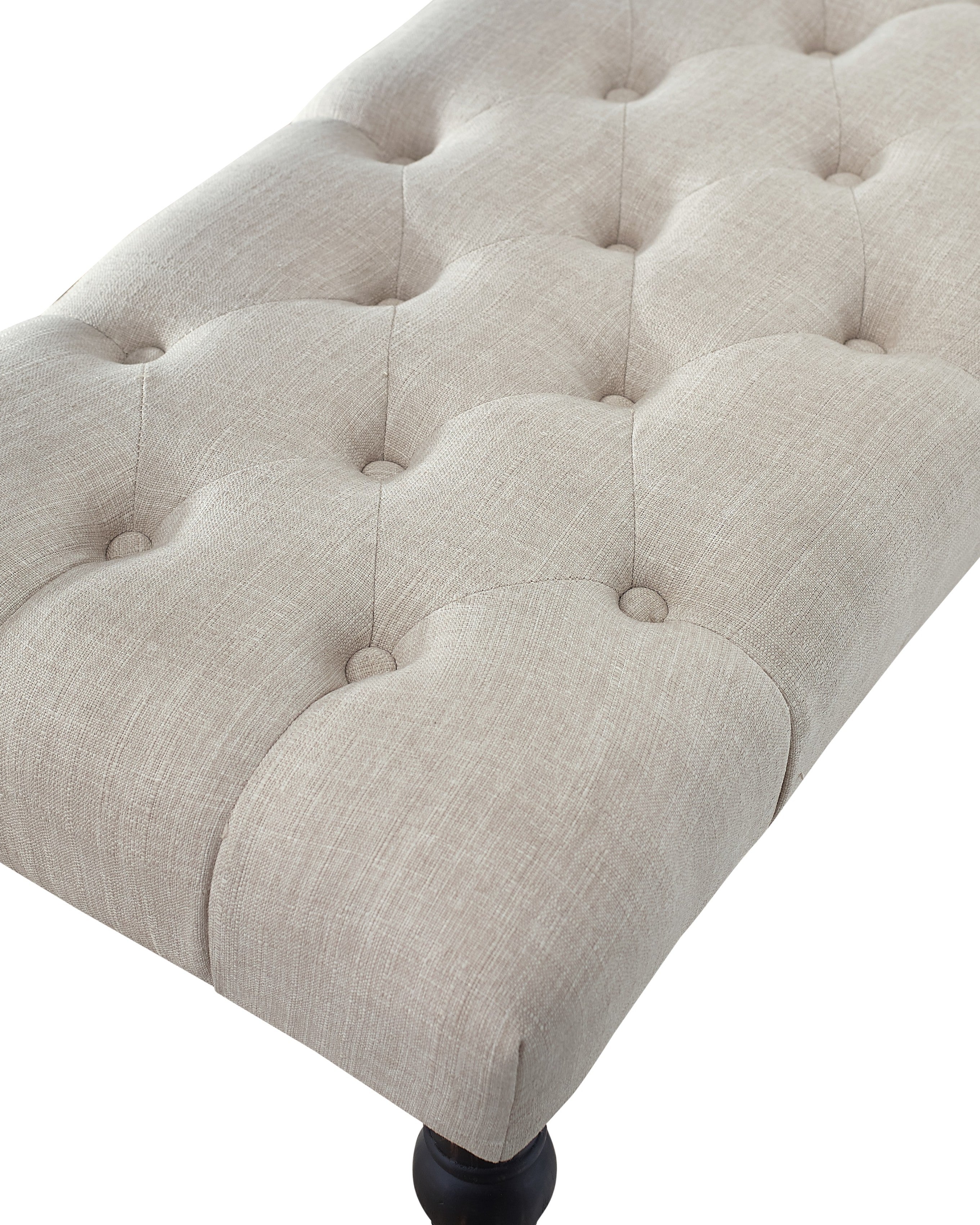 Leviton Urban Style Dark Wash Wood Dining Set: 5-Piece Rectangular Table, 4 Padded Chairs & Bench for Dining Room | Solid Rubberwood Frame, Black Legs, Button Tufted Fabric Seats | 65" W Table