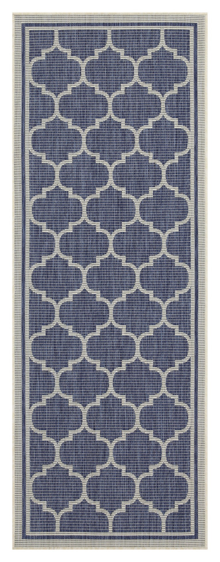 Sunshine GC_HAR2004 Blue 5'3"x7'3" Indoor/Outdoor Trellis Area Rug, Durable Polypropylene, Stain-Resistant, Easy Clean, Patio, Deck, Entryway Decor, Made in Turkey