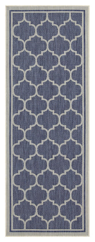 Sunshine Collection 7'10" x 10'3" Blue Indoor/Outdoor Area Rug - Durable Polypropylene Trellis Pattern, Stain Resistant, Easy Clean Patio Deck Living Room