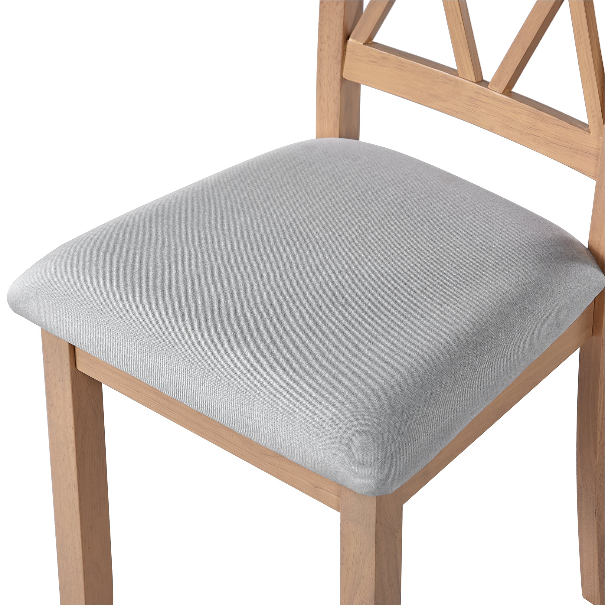 3-Piece Natural Drop Leaf Dining Set: Extendable Kitchen Table & 2 Upholstered Chairs for Small Spaces, Solid Rubberwood & MDF, Modern Farmhouse Style, Compact Dining Room Furniture