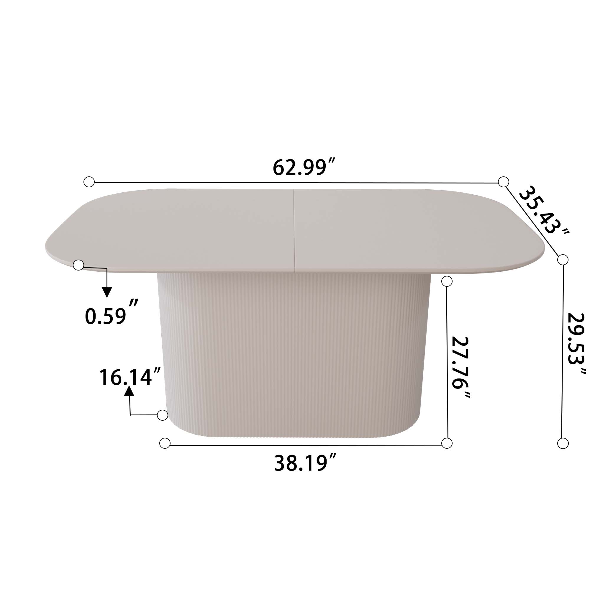 63" Creamy White MDF Dining Table Set for 6-8, Modern Mid-Century Style PU Leather Armless Chairs with Silver Metal Legs, Perfect for Home Kitchen & Dining Room