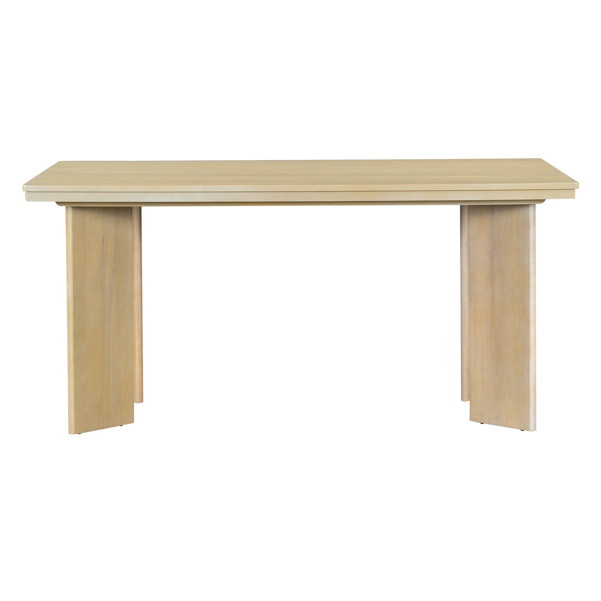 TOPMAX 7-Piece Solid Rubberwood Dining Set: 63.4" Natural Table &amp; 6 Upholstered Beige Chairs for Dining Rooms, Space-Saving Tuck-Away Design, Seats 6, Modern Farmhouse Style