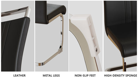 63" Cream MDF Dining Table Set for 6: Modern PU Armless Chairs, Silver Metal Legs, Stain-Resistant Top, Ideal for Home Kitchen & Dining Room Gatherings