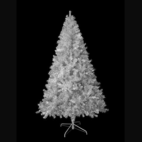 7.4FT Silver Hinged Artificial Christmas Tree with 400 LED Lights, 1200 Full Branch Tips, 11 Modes, Durable PVC, Metal Stand for Indoor/Outdoor Holiday Decor
