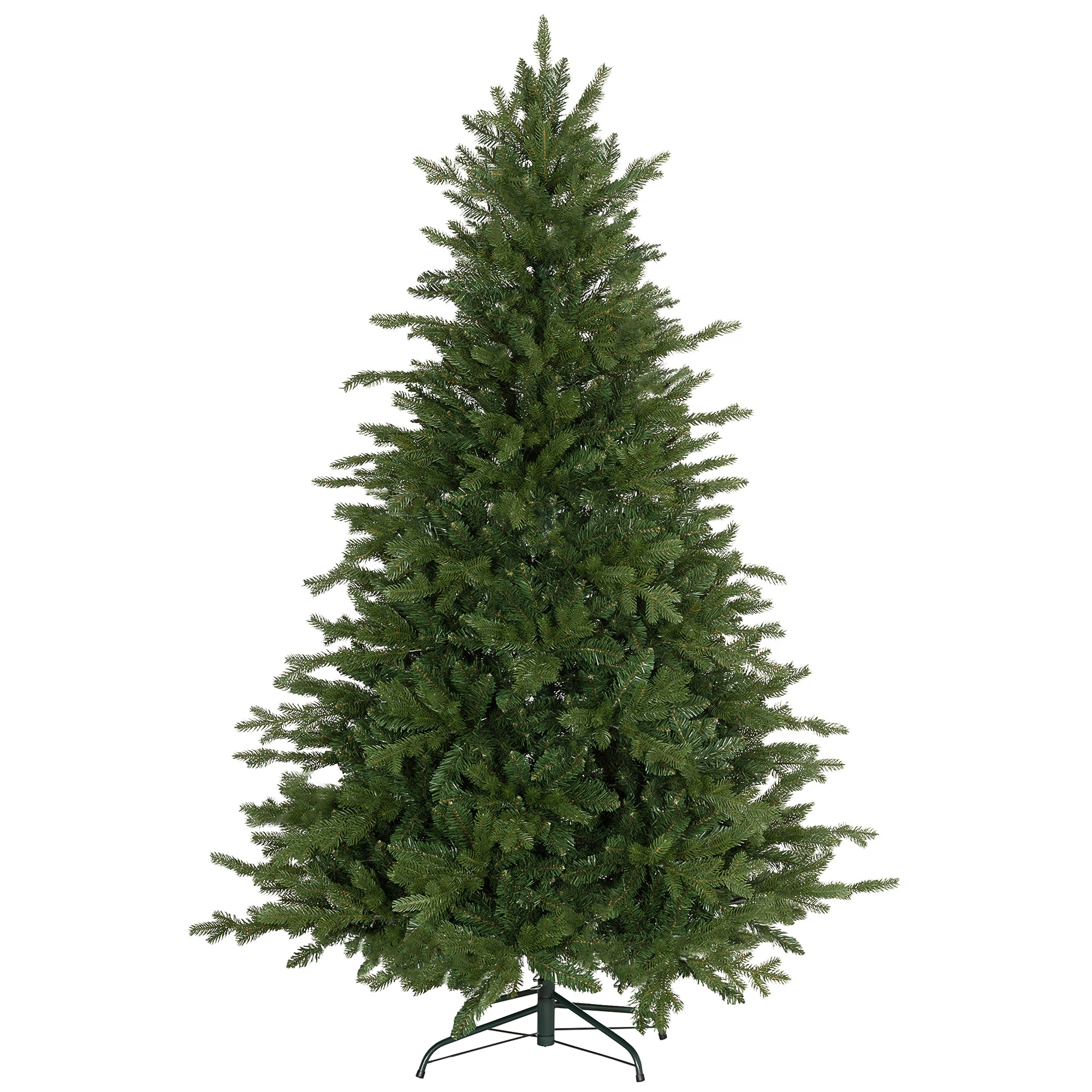 HOMCOM 6ft Artificial Christmas Tree: Realistic Green Xmas Tree with 1821 Tips, Hinged Branches for Easy Assembly, Foldable Metal Stand, Flame Retardant Decor for Home &amp; Office Holiday Festivities