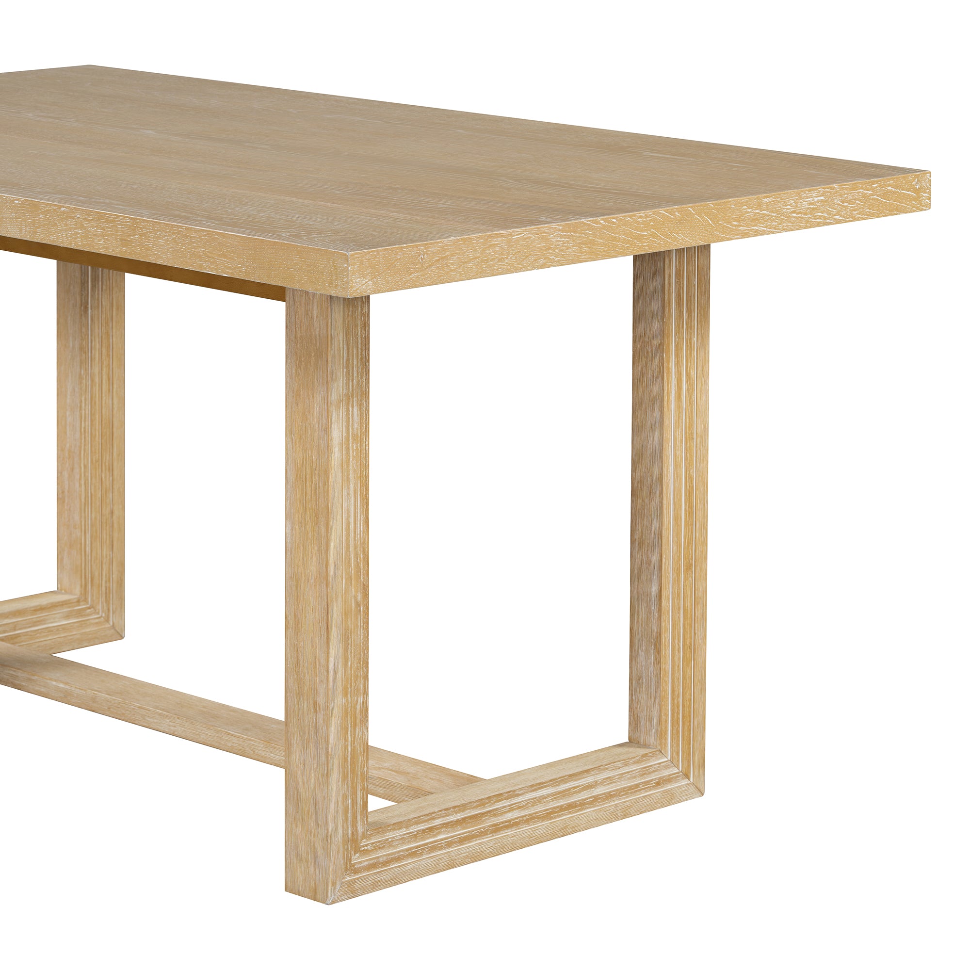 TREXM 6-Piece Retro Dining Table Set for 6, 60" Oak Veneer Wood Kitchen Table & 4 Chairs with Upholstered Bench, Natural Finish, Dining Room & Kitchen Use, Durable Rubberwood Legs