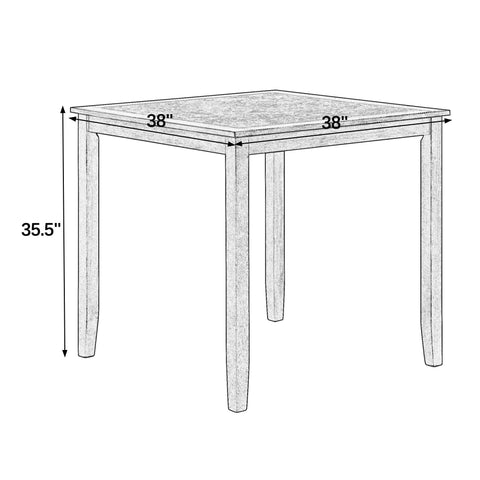 Retro Brown 5-Piece Dining Table Set with 4 Ergonomic Chairs, Space-Saving Design for Kitchen & Living Room, MDF & Rubber Wood, Easy Assembly