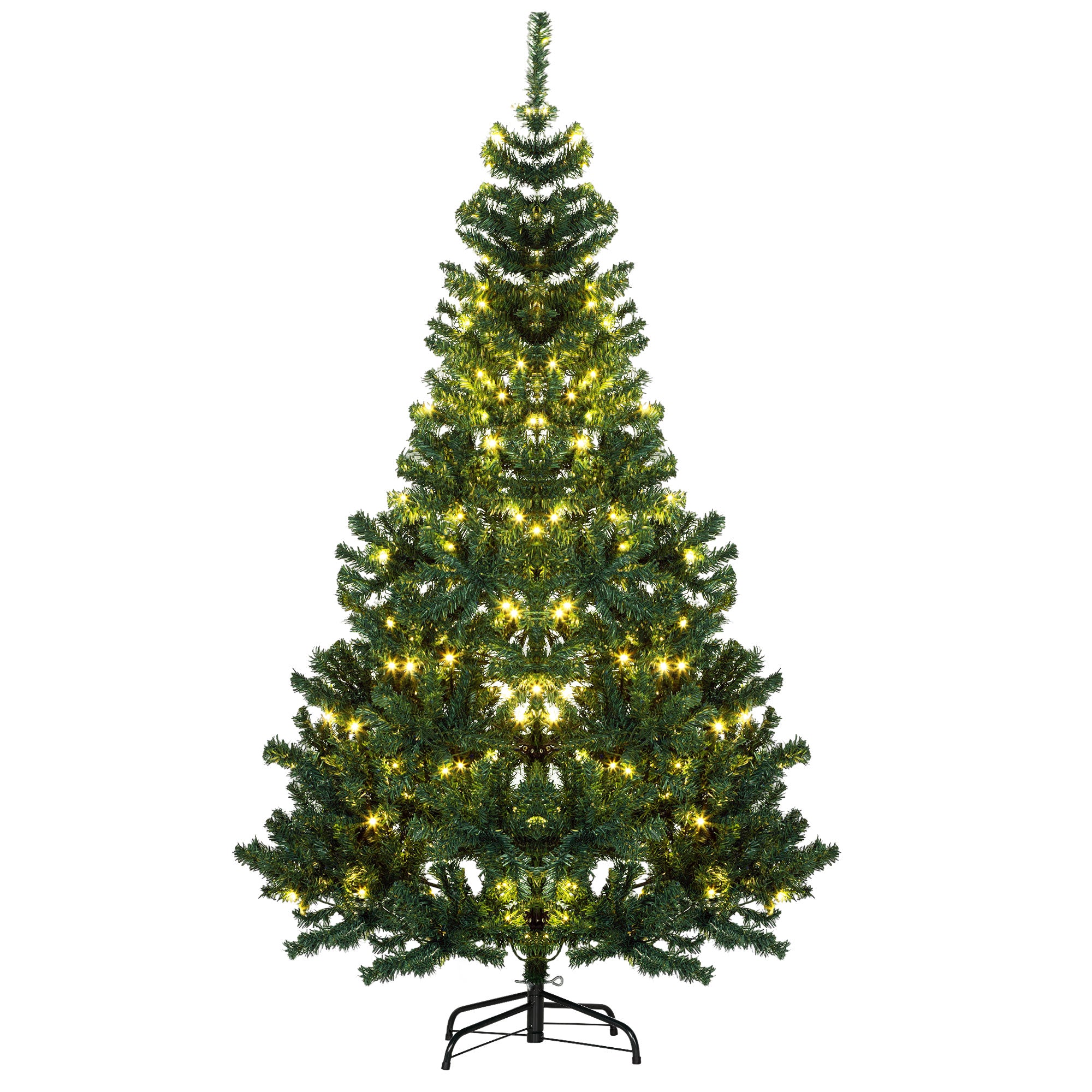 HOMCOM 6ft Prelit Douglas Fir Artificial Christmas Tree - 1000 Tips, 250 Warm White LED Lights, Realistic Green Plastic Branches, Indoor Holiday Decor, Easy Assembly