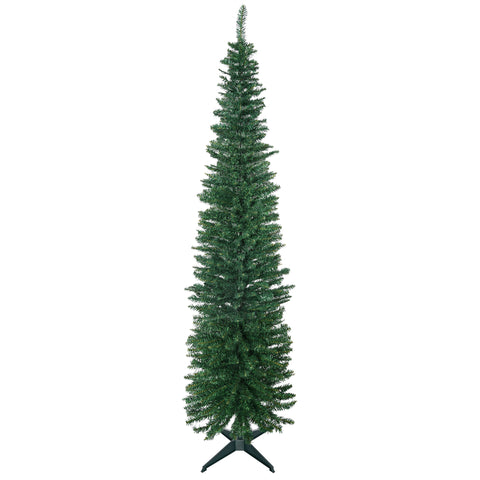 HOMCOM 7ft Slim Artificial Pencil Christmas Tree, Realistic Green Xmas Tree with 499 Branch Tips &amp; Stable Stand, Durable PVC, Perfect for Home, Office, Holiday Decor