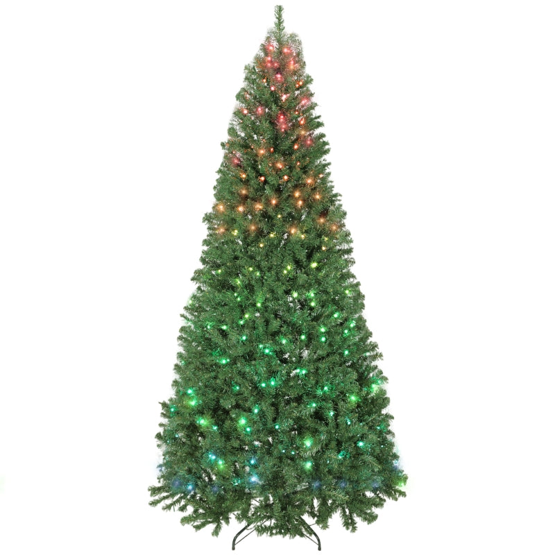 7.5ft Green Fir Christmas Tree with 450 RGB Dynamic LEDs & Remote Control: 1688 Tips, Hinged Design, Smart Timer for Festive Indoor Holiday Decor