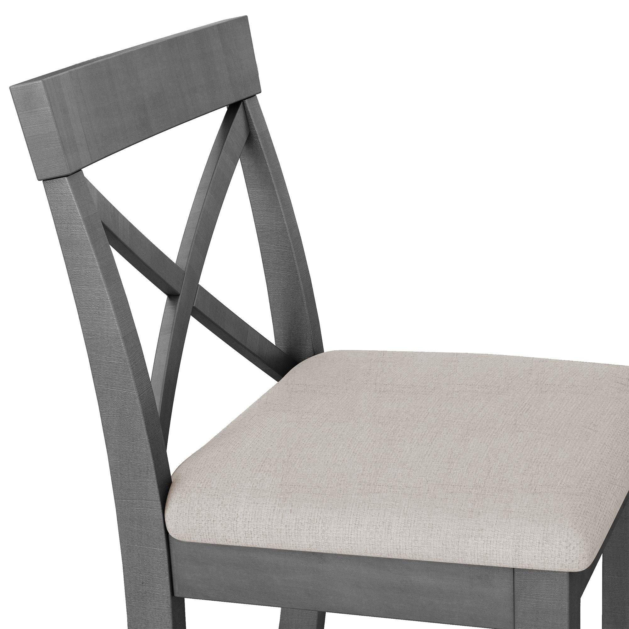 TOPMAX Farmhouse 48" Rectangular Wood Bar Height Dining Set for Small Kitchens & Breakfast Nooks - Gray Frame & Beige Cushions, Seats 2, Acacia Wood, Space-Saving Design