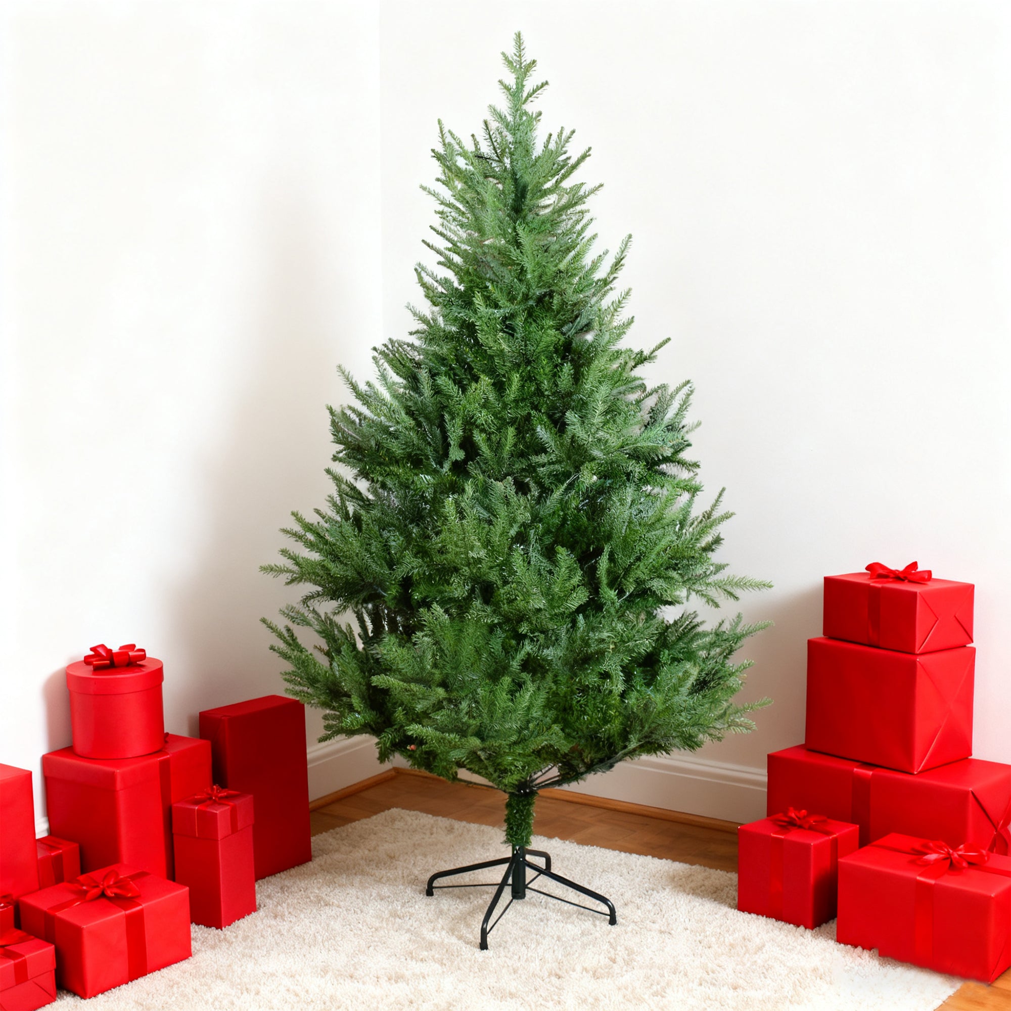 Winga 7FT Green Curved Christmas Tree - Realistic 84-Inch PE & PVC with Dense, Fluffy Branches. Easy Assembly, Stable Metal Base. Perfect for Holiday & Halloween Decor, Indoor/Outdoor Use.