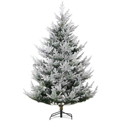 HOMCOM 7.5ft Green Hinged Artificial Christmas Tree | 1218 Realistic Pine Branches, Auto-Open, Flame-Retardant Plastic, Steel Base | Perfect for Home & Holiday Decor