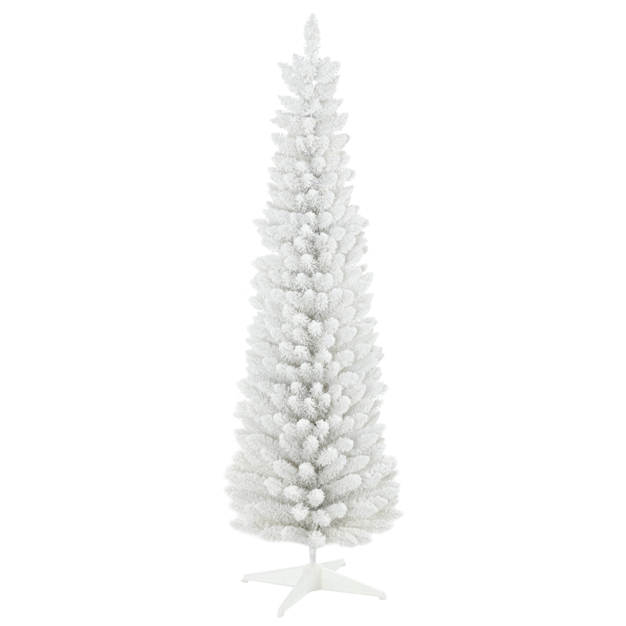 HOMCOM 6ft Snow Flocked Pencil Christmas Tree, Slim White Xmas Tree with Realistic Branches & Plastic Base for Indoor Home Decor. Easy Assembly & Storage.