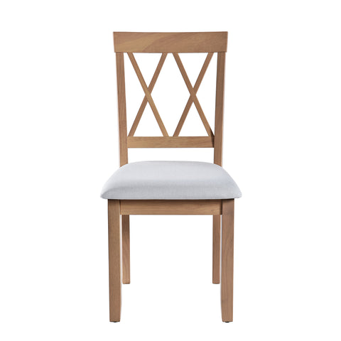 3-Piece Natural Drop Leaf Dining Set: Extendable Kitchen Table & 2 Upholstered Chairs for Small Spaces, Solid Rubberwood & MDF, Modern Farmhouse Style, Compact Dining Room Furniture