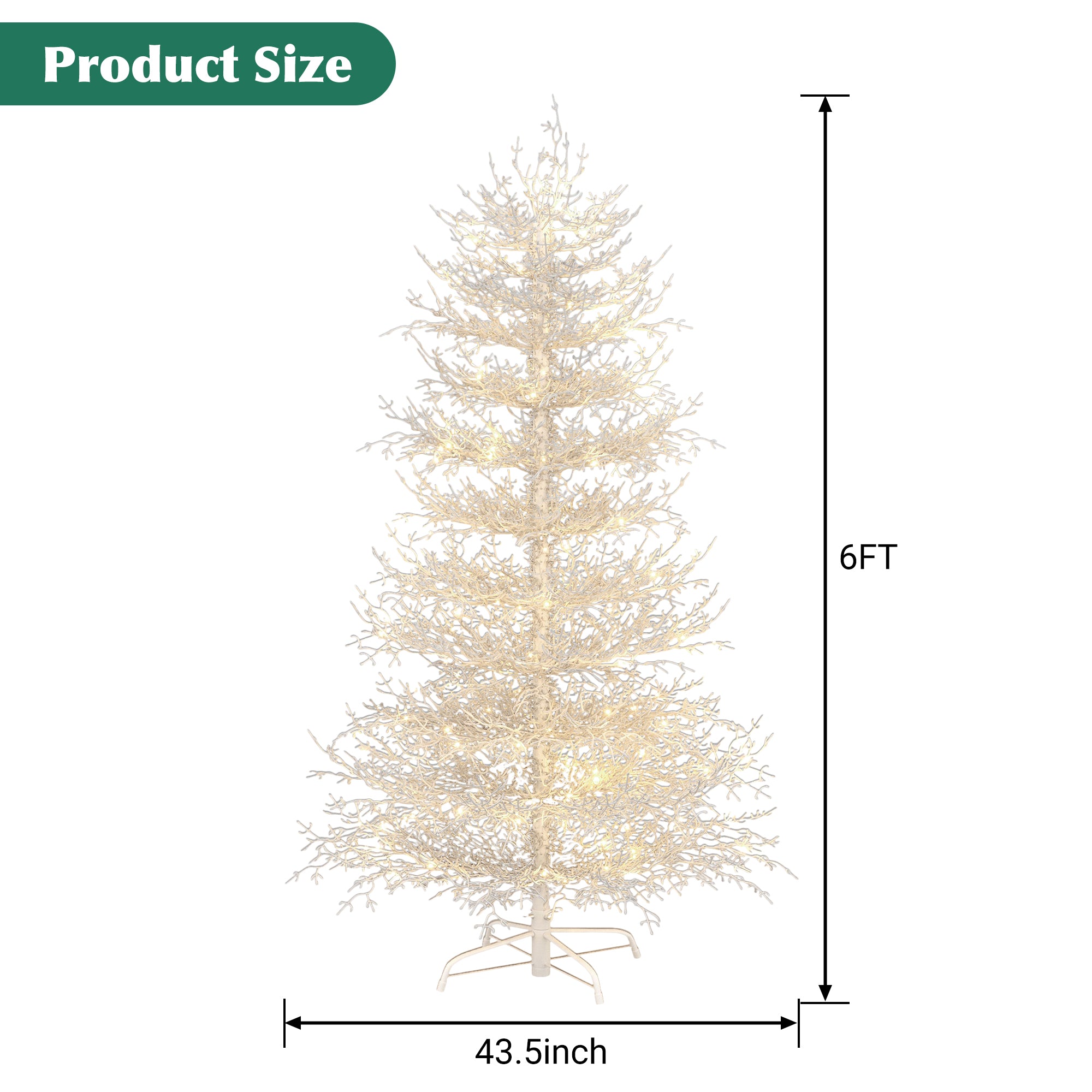 6FT Snow Flocked Aspen Fir Artificial Christmas Tree | Hinged Design with 623 Lush PE Tips & 420 Warm White LED Lights | Stunning Holiday Decor for Home & Party