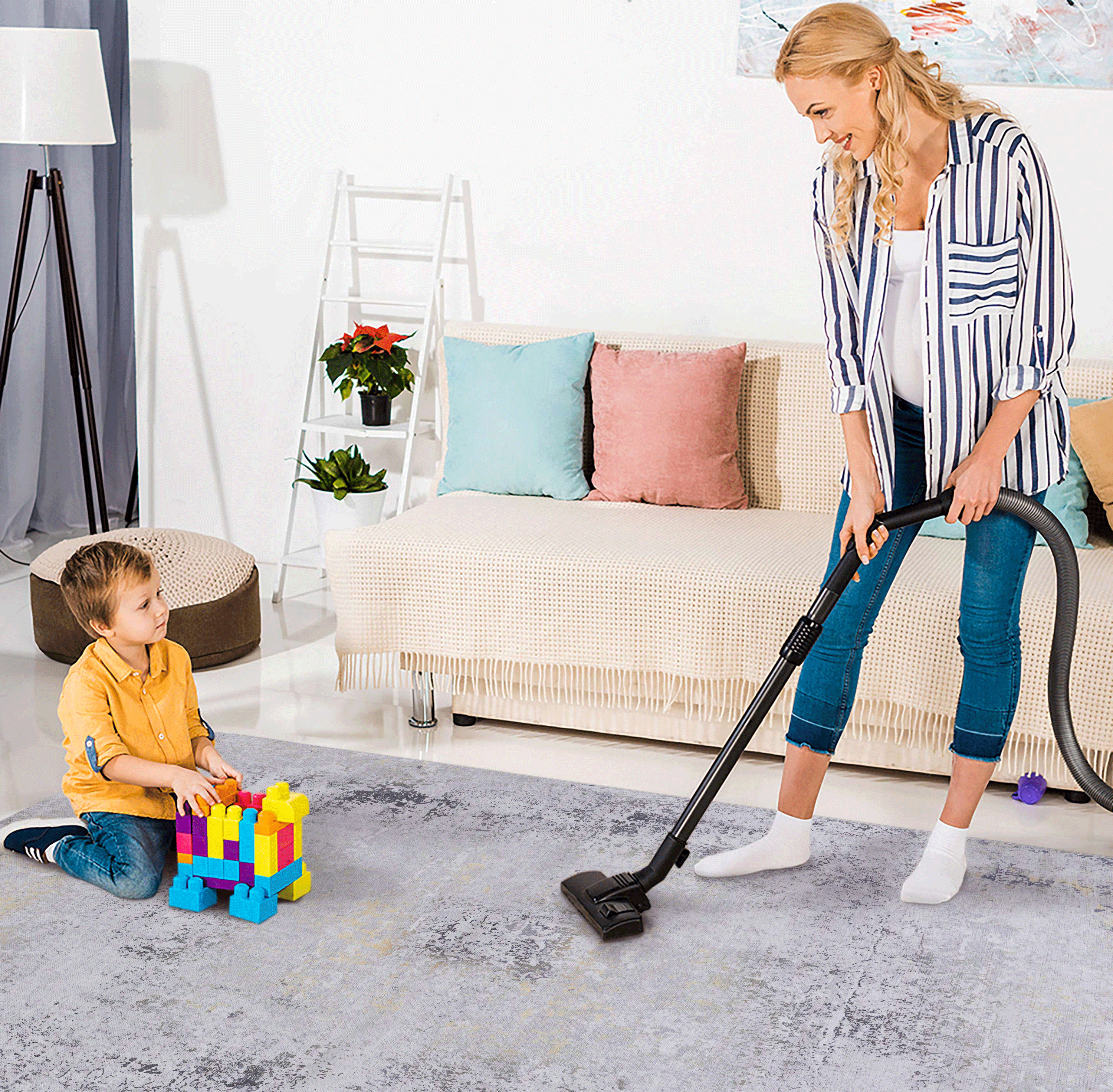 MAVAL Washable Runner Rug 2'6" x 10' - Soft Chenille Boho Gray &amp; Gold, Non-Slip, Stain-Resistant, Low Pile for Hallway, Kitchen, Living Room, Pet Friendly, Easy Clean